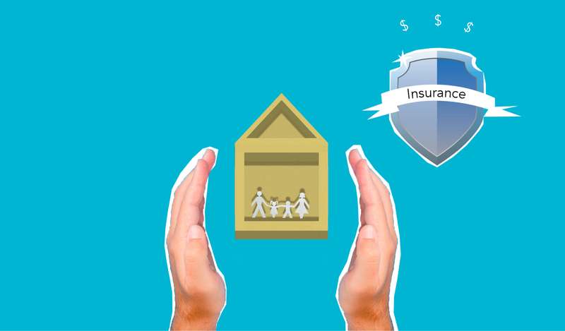 A secure home front door with a visible insurance policy document and smart security camera, symbolizing burglary insurance protection